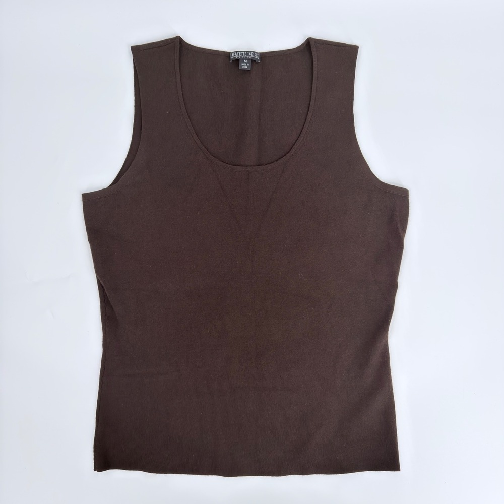 Lafayette 148 Tank Top Shell Knit Modern Women Size M Petite Brown Sleeveless